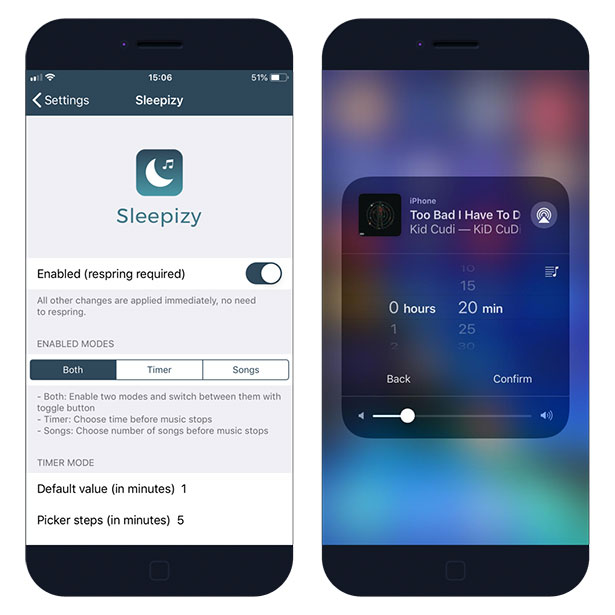 Sleepizy jailbreak tweak on iPhone