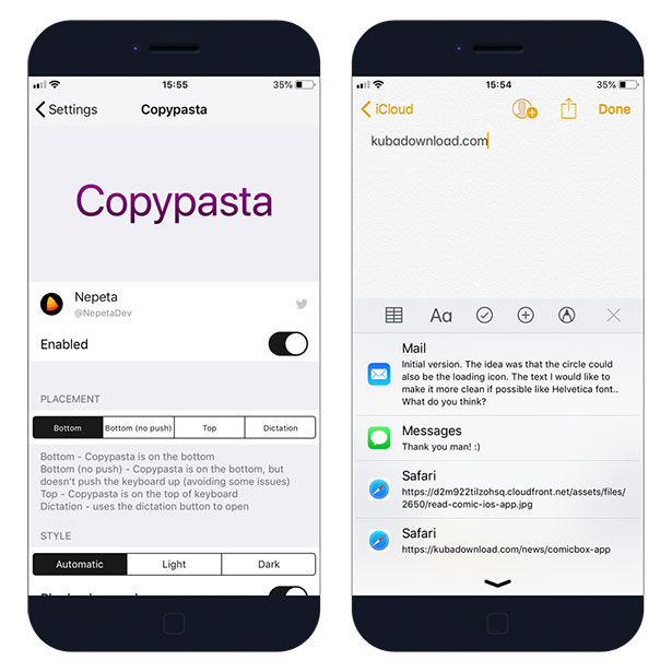 Copypasta Cydia Tweak