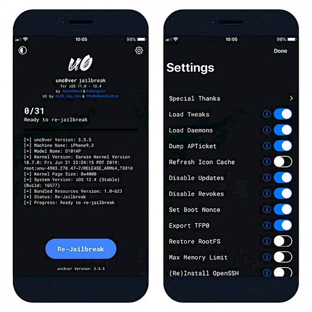 Jailbreak iPhone using unc0ver
