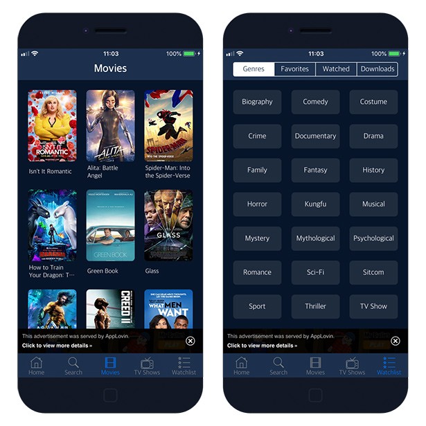 apps to watch free movies on iphone