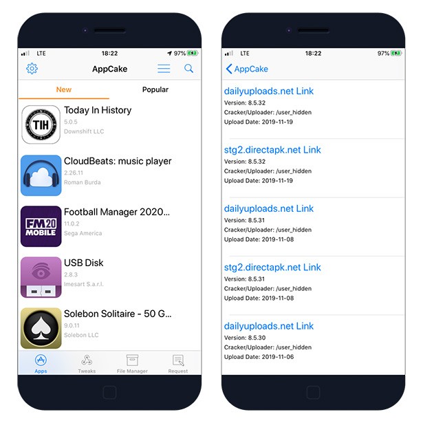 AppCake App fra Cydia