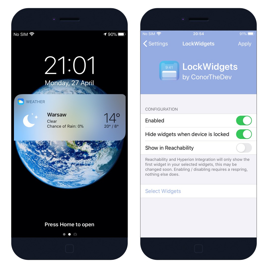 LockWidgets Cydia Tweak