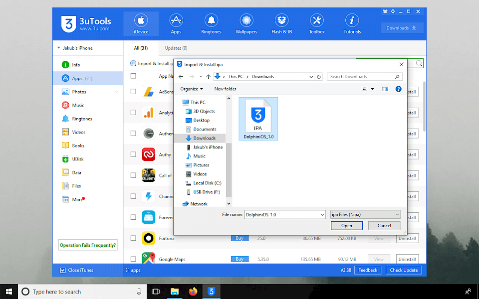 Install IPA file on Windows