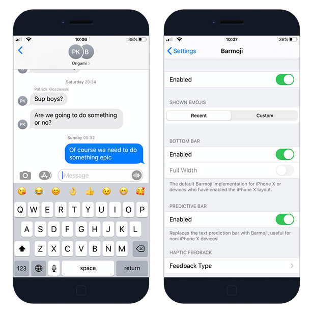 Barmoji tweak adds emoji bar to iOS 13 keyboard