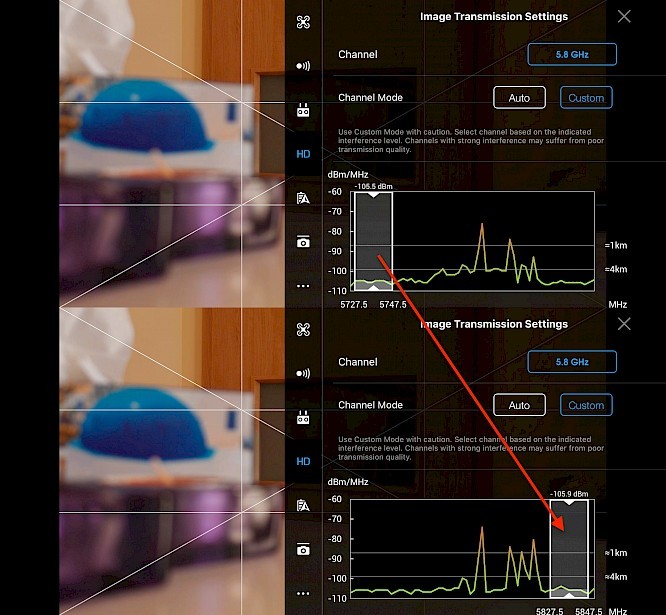 Change channel in DJI GO 4