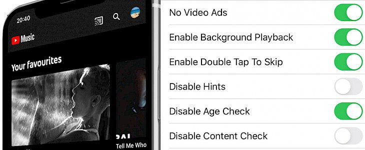 YouTube Music Reborn tweak for iOS