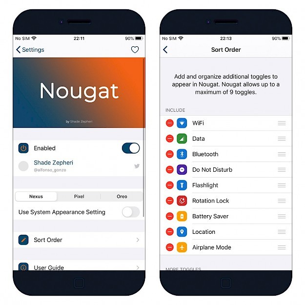 Nougat tweak Settings on iOS