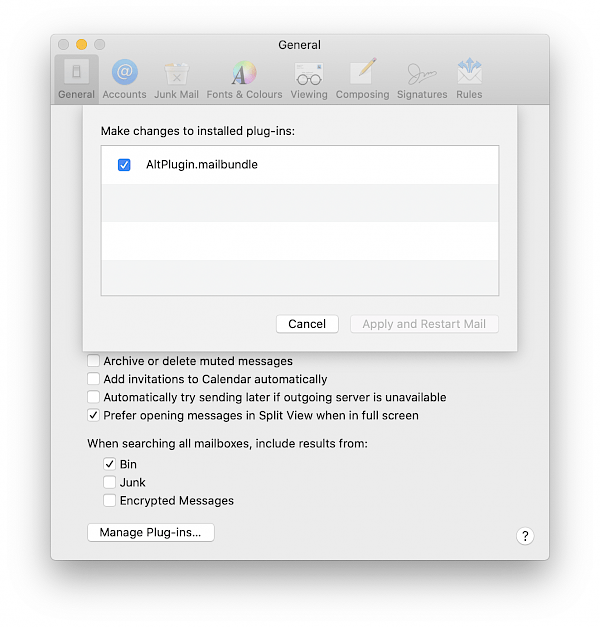 Activate AltPlugin for the Mail app