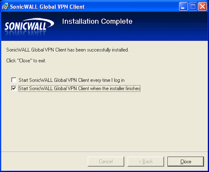 sonicwall vpn setup with global vpn client