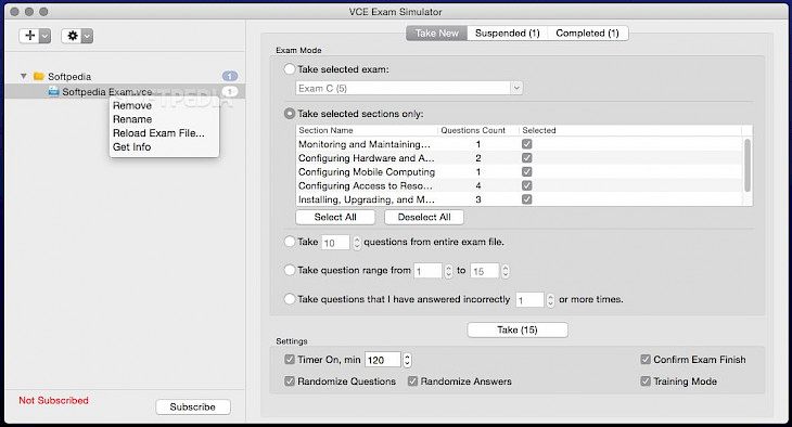 options of running a vce file