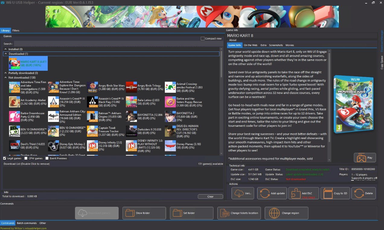 Downloading games with Wii U USB Helper & Cemu 1.7.3d 