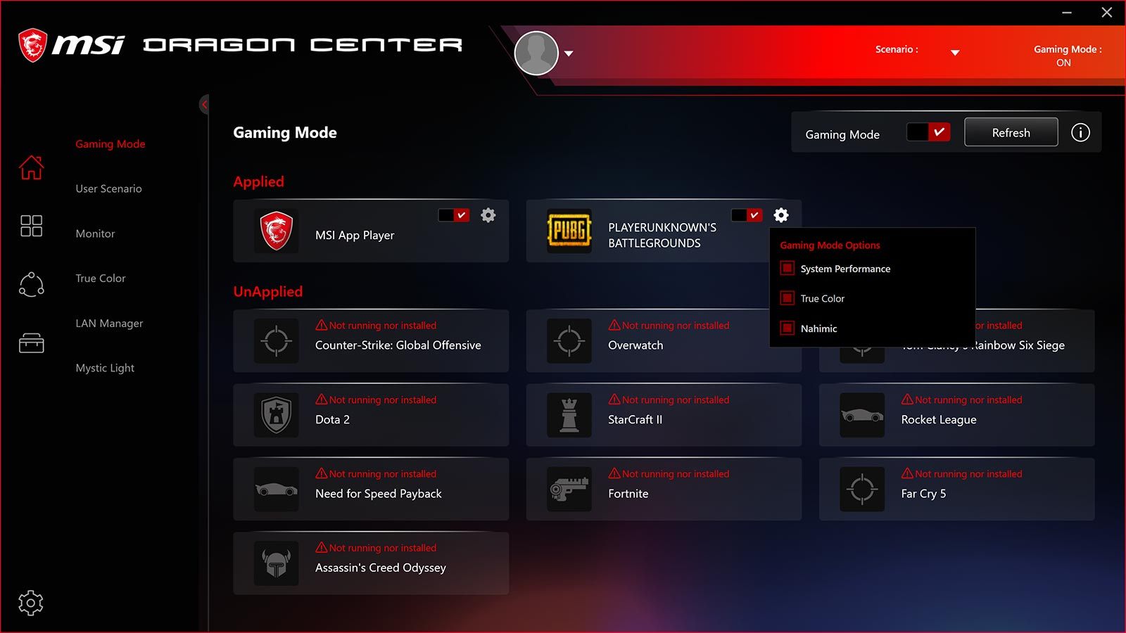 msi dragon center not working