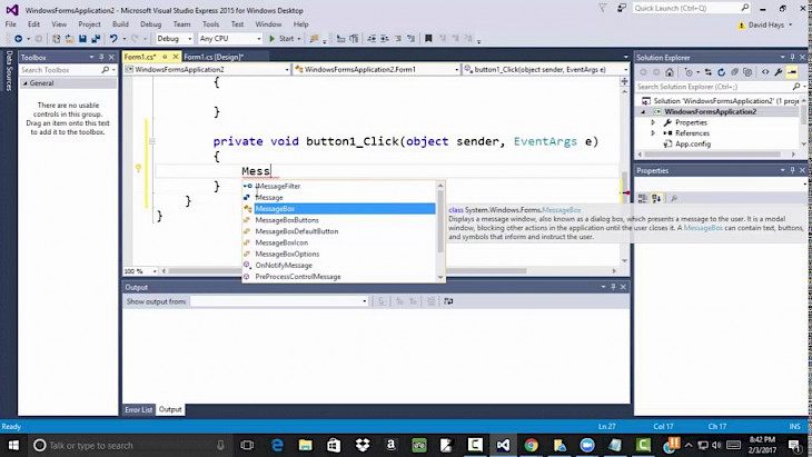 visual studio express 2015 desktop