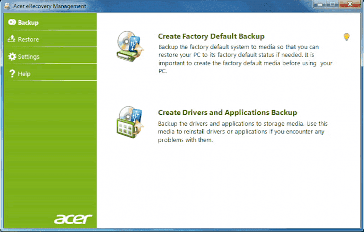 easy recovery acer