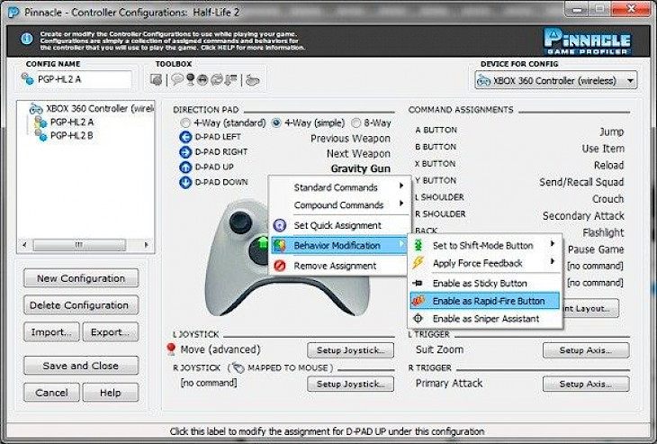 pinnacle profiler two button press together