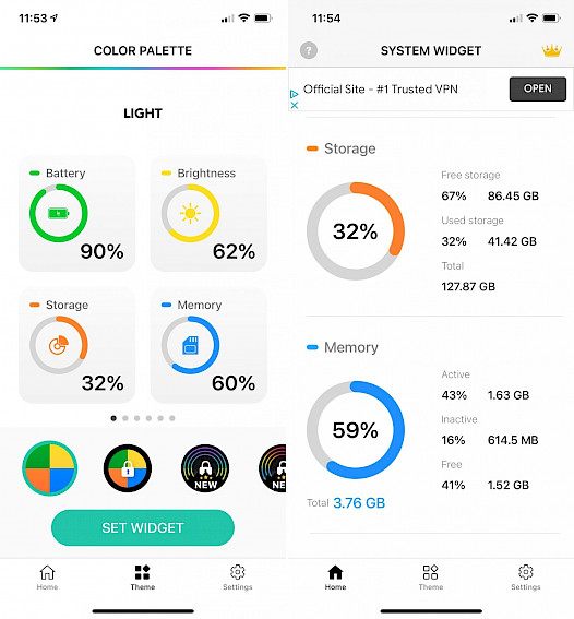 battery status iphone widget