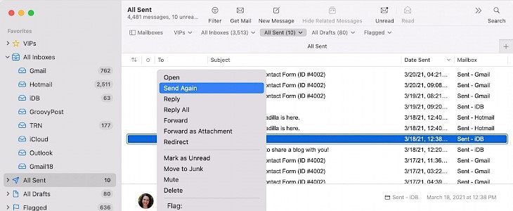 How to resend an email with Send Again in Mail