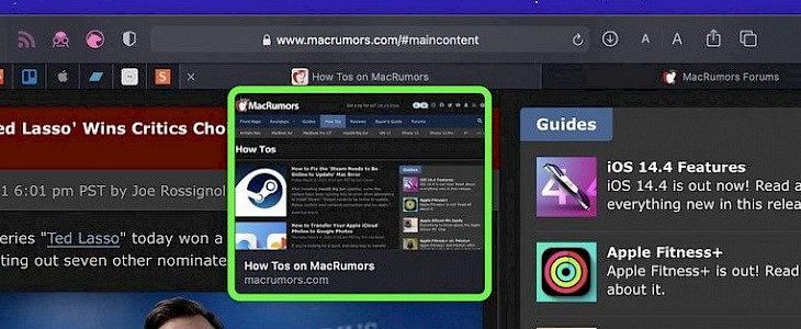 How to turn off the tab previews in Safari on Mac