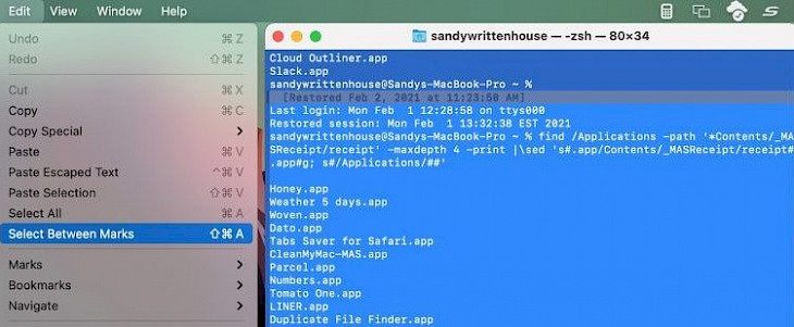 How to select text and print your Terminal window on Mac